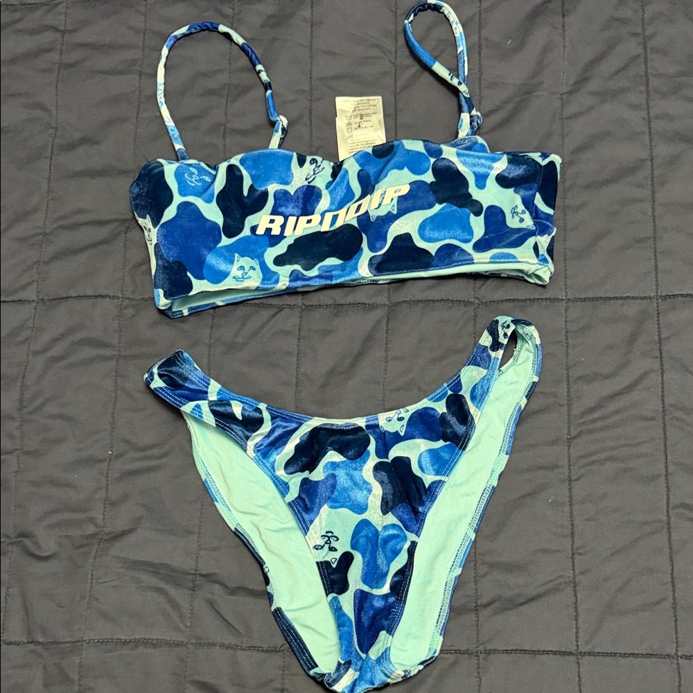 Ripndip Blue and White Patterned Swimsuit